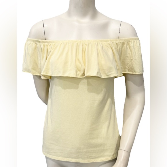Lilly Pulitzer Off The Shoulder Top Ruffle Women’s XS Vanilla Yellow - Picture 1 of 7